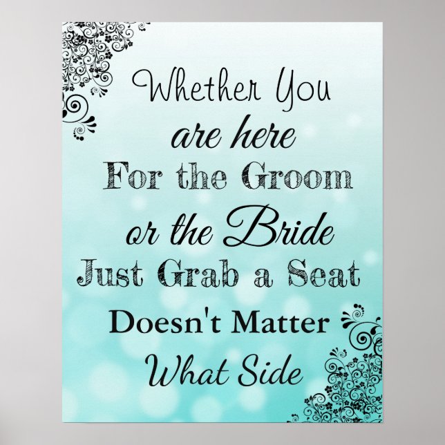 Wedding Seating Chart, Sit "wherever"  Poster (Front)