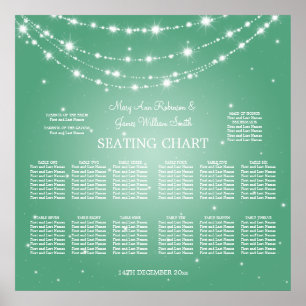 Wedding Seating Chart Sparkling Chain Mint Green
