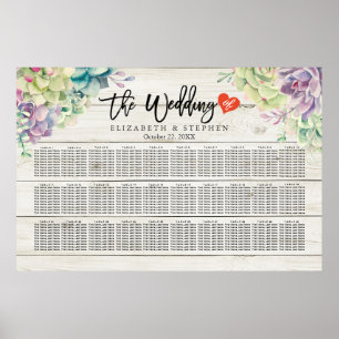Wedding Seating Chart Succulent Plants Rustic Wood