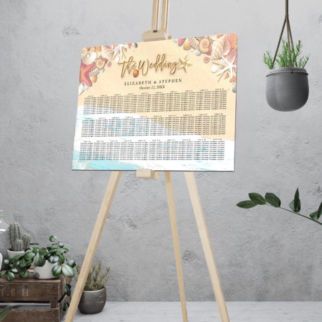 Wedding Seating Chart Summer Sandy Beach Starfish (Creator Uploaded)