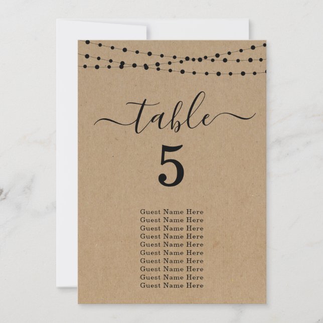 Wedding Seating Chart Table Card (Front)