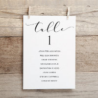 Wedding Seating Chart Table List Card Elegant