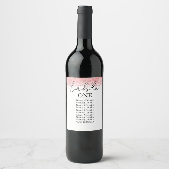Wedding Seating Chart Table Number Add Guest Names Wine Label (Front)