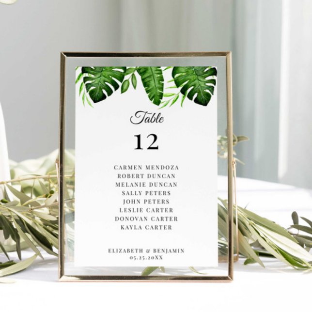Wedding Seating Chart Table Tropical Greenery  Number (Creator Uploaded)