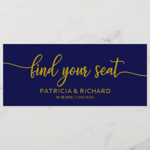 Wedding Seating Chart Title Gold Navy Blue Invitation