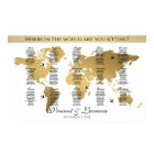Wedding seating chart travel theme world map