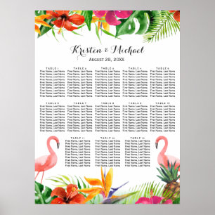 Wedding Seating Chart   Tropical Floral Flamingo