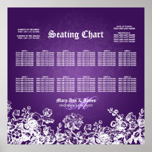 Wedding Seating Chart Victorian Flourish Purple