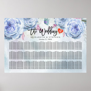 Wedding Seating Chart Watercolor Floral & Feathers