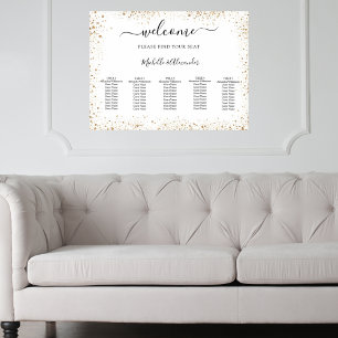Wedding seating chart white gold glitter