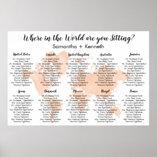 Wedding Seating Chart with Blush Map