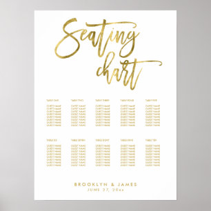 Wedding Seating Chart With Gold Foil Effect 18x24