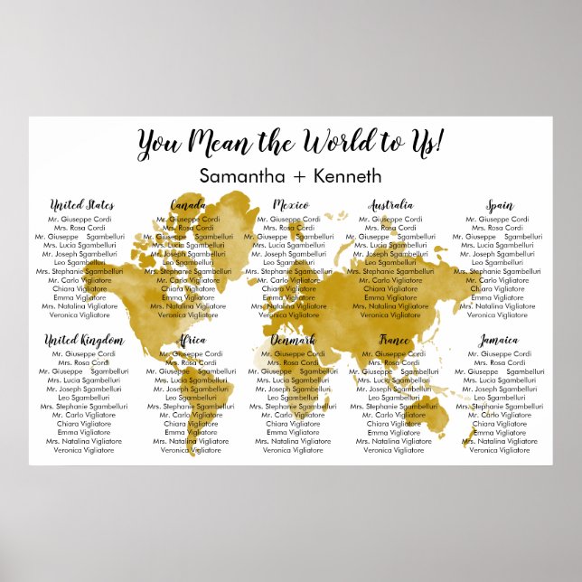 Wedding Seating Chart with World Map (Front)