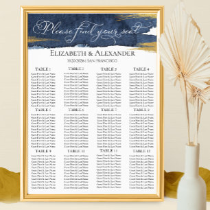 Wedding Seating Charts   12 Table Blue Abstract
