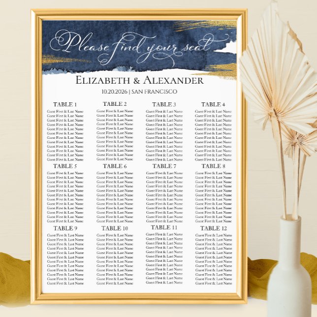 Wedding Seating Charts | 12 Table Blue Abstract (Creator Uploaded)