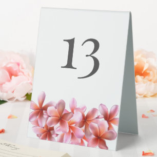 Wedding Seating Frangipani Table Number Tent Sign