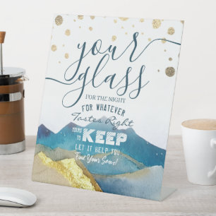 Wedding Seating Glass For The Night Find Your Seat Pedestal Sign
