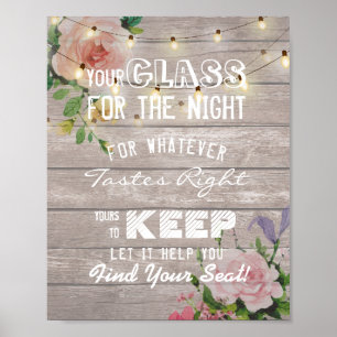 Wedding Seating Glass For The Night Find Your Seat Poster