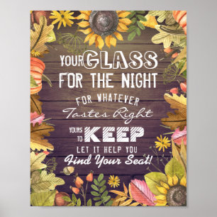 Wedding Seating Glass For The Night Find Your Seat Poster
