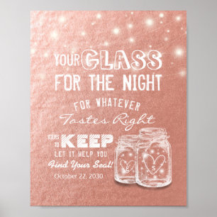 Wedding Seating Glass For The Night Find Your Seat Poster