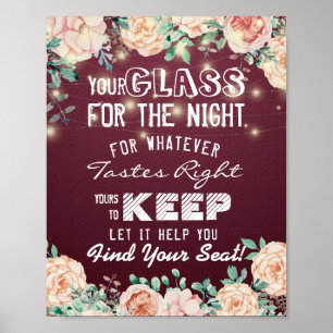 Wedding Seating Glass For The Night Find Your Seat Poster