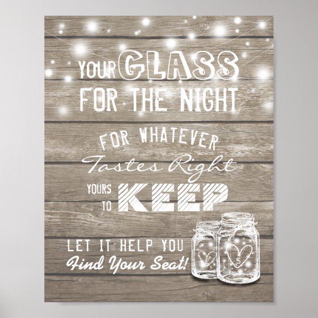 Wedding Seating Glass For The Night Find Your Seat Poster (Front)