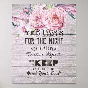 Wedding Seating Glass For The Night Find Your Seat Poster