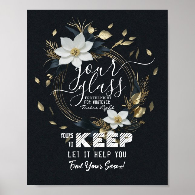 Wedding Seating Glass For The Night Find Your Seat Poster (Front)