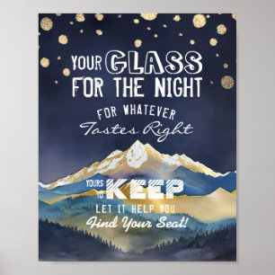 Wedding Seating Glass For The Night Find Your Seat Poster