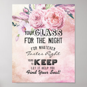 Wedding Seating Glass For The Night Find Your Seat Poster