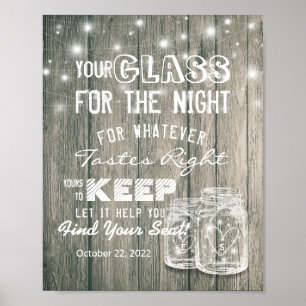 Wedding Seating Glass For The Night Find Your Seat Poster