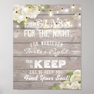 Wedding Seating Glass For The Night Find Your Seat Poster