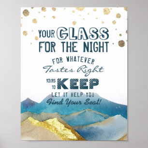 Wedding Seating Glass For The Night Find Your Seat Poster