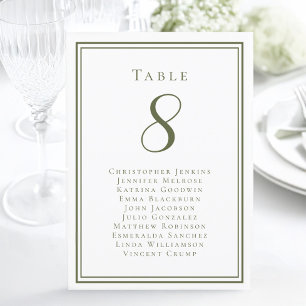 Wedding Seating Guest Table Number Olive Green