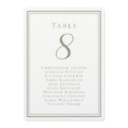 Wedding Seating List Guest Table Number Sage Green