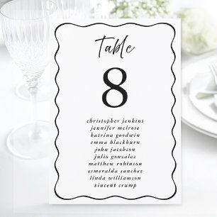 Wedding Seating List Wavy Frame Guest Table Number