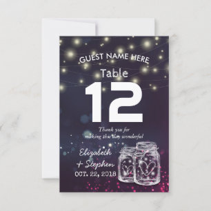 Wedding Seating Place Table Number Mason Jar Light