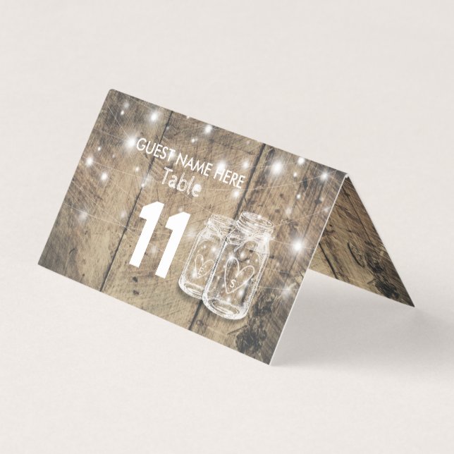 Wedding Seating Place Table Number Mason Jar Light (Back)