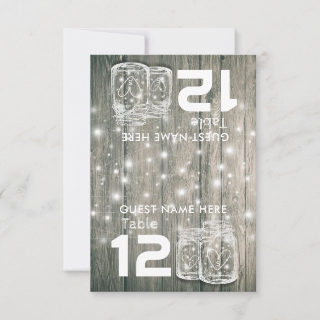 Wedding Seating Place Table Number Wood Mason Jars (Front)