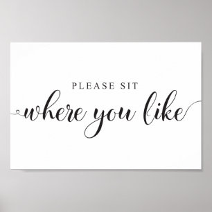 Wedding Seating Sign. Please sit where you like Poster
