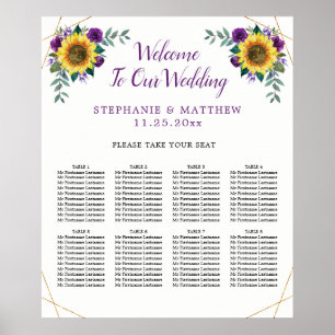 Wedding Seating Sunflower Purple Geometrical 8 Poster
