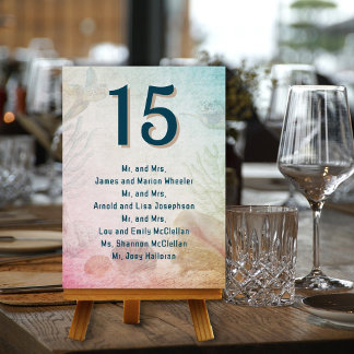 Wedding Seating Table Number Guest List Cards