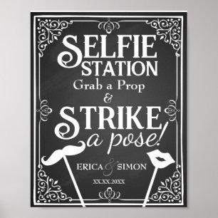 Wedding selfie photo booth sign chalkboard