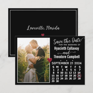 Wedding September 2024 Calendar Custom Photo Black Save The Date