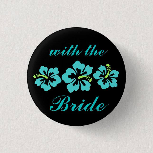 Wedding Set - Tropical - Hibiscus Blue 3 Cm Round Badge (Front)