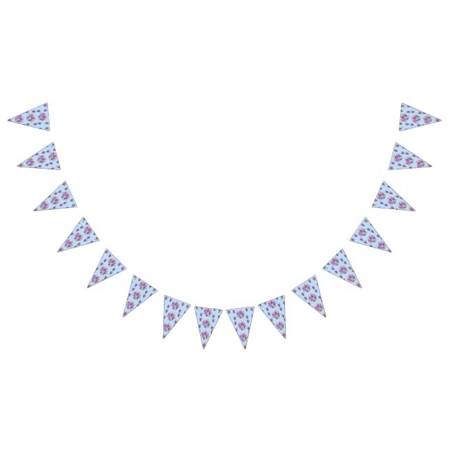 Wedding Shabby Blue Pastel Flowers Floral Party Bunting (All)