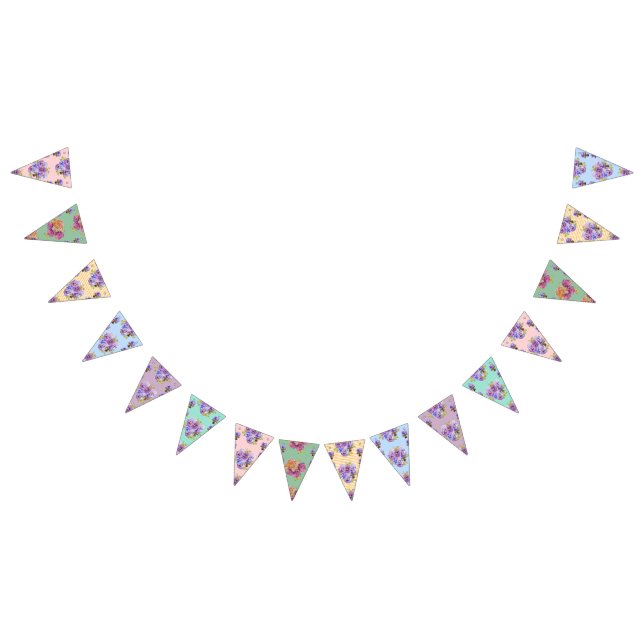 Wedding Shabby Pastel Flowers Floral Party Bunting (All)