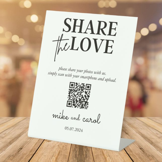 Wedding Share The Love Photo Share QR Code Pedesta Pedestal Sign (Creator Uploaded)