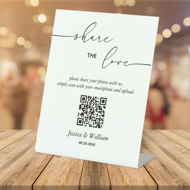 Wedding Share The Love Photo Share QR Code  Pedestal Sign (Creator Uploaded)