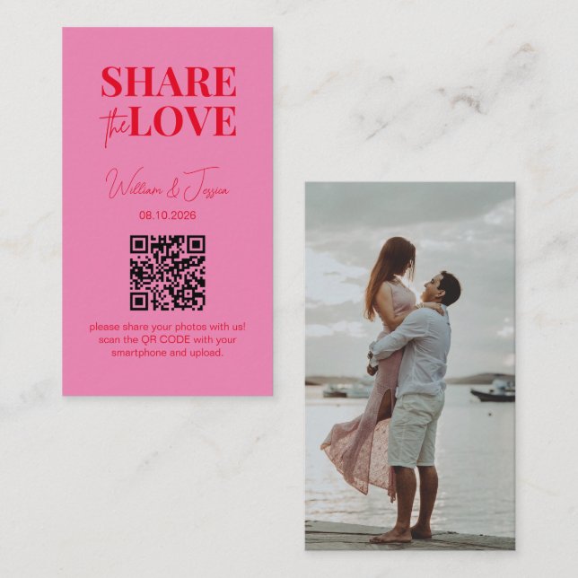 Wedding Share The Love | Photo Sharing QR Code Enclosure Card (Front/Back)